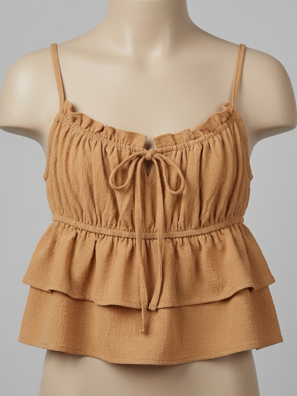 wild fable Tiered Tie-Front Cami in Camel Tan